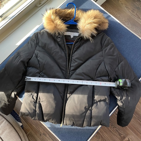 Laundry Black puffer jacket fur hood large - Picture 6 of 8